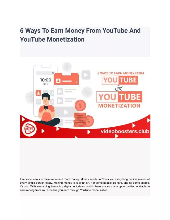 6 ways to earn money from youtube and youtube
