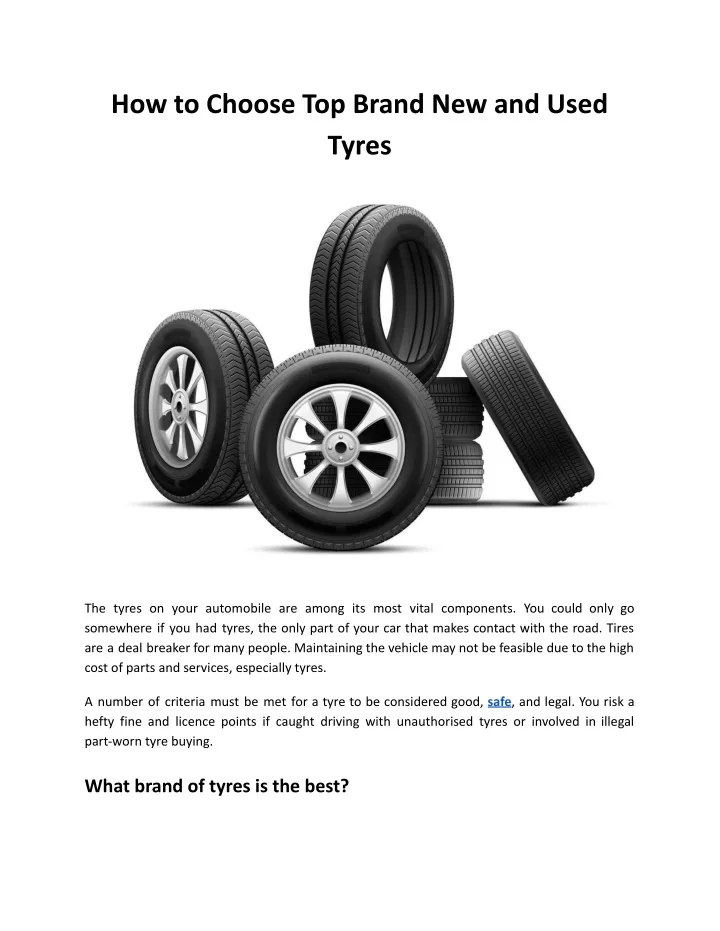 how to choose top brand new and used tyres