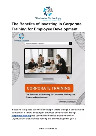 The Benefits of Investing in Corporate Training for Employee Development