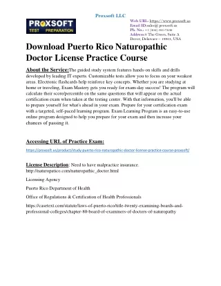 Download Puerto Rico Naturopathic Doctor License Practice Course