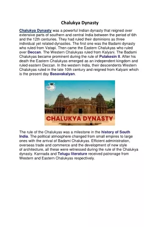 chalukya dynasty