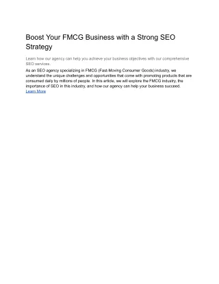 FMCG SEO Service | The SEO Street