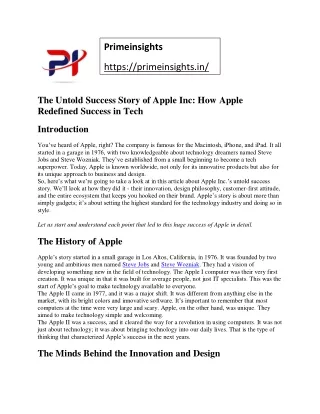 Success Story of Apple Inc