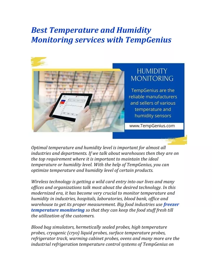 best temperature and humidity monitoring services
