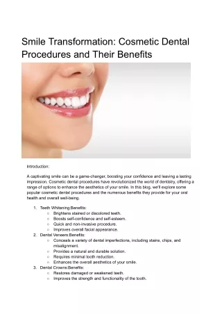 Smile Transformation_ Cosmetic Dental Procedures and Their Benefits