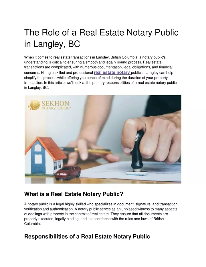 the role of a real estate notary public in langley bc