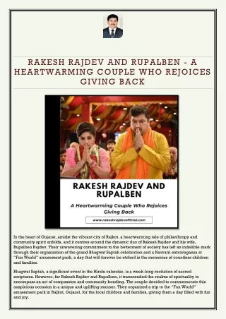 Rakesh Rajdev And Rupalben - A Heartwarming Couple Who Rejoices Giving Back