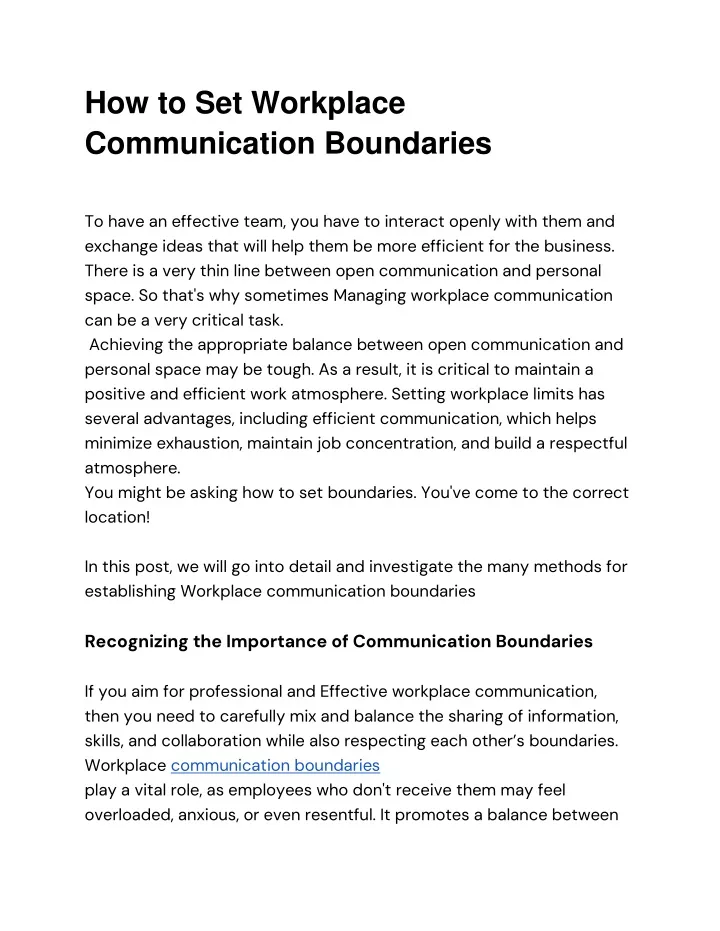 how to set workplace communication boundaries