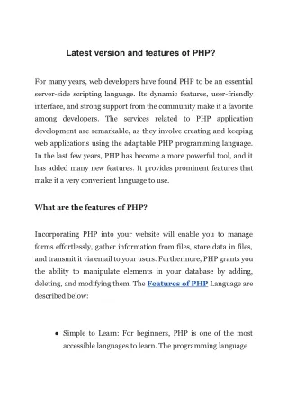 Latest Features of PHP