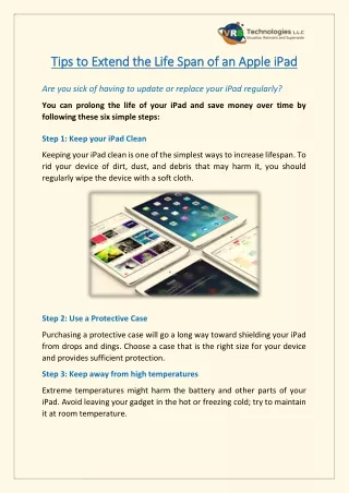 tips to extend the life span of an apple ipad
