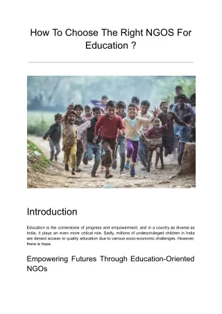 how to choose the right ngos for education