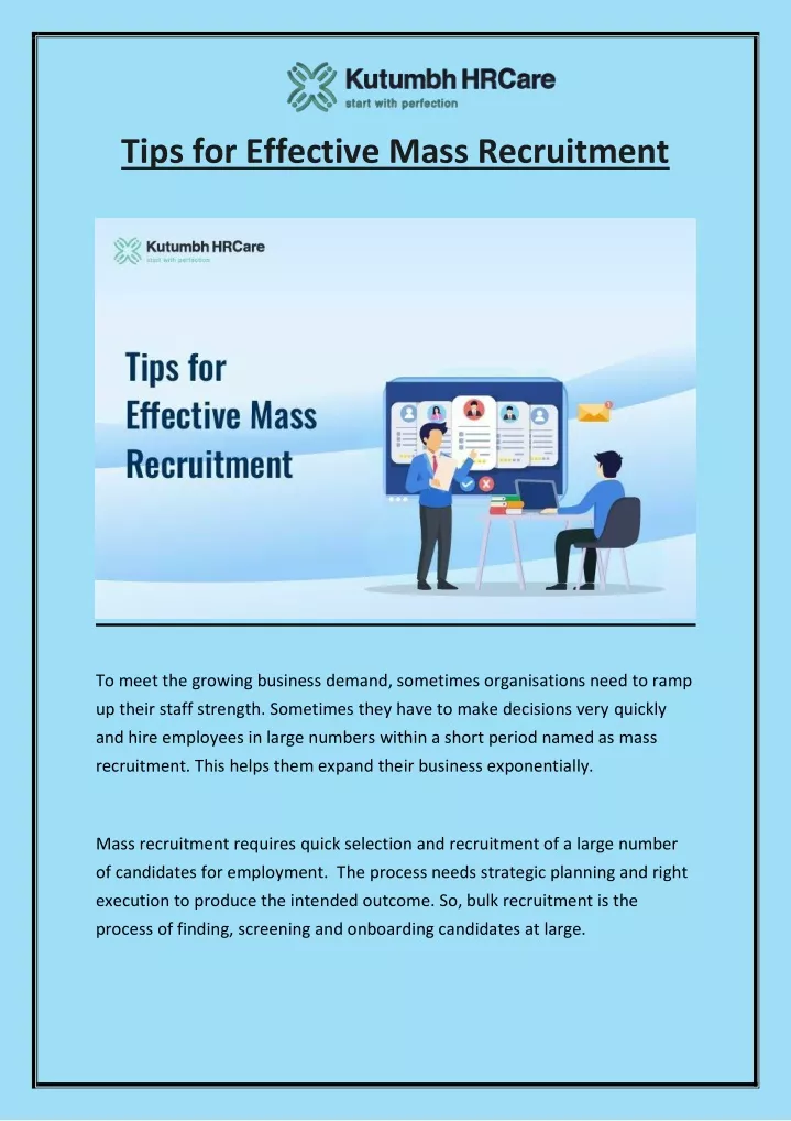 tips for effective mass recruitment