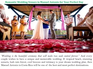 Romantic Wedding Venues in Manuel Antonio for Your Perfect Day