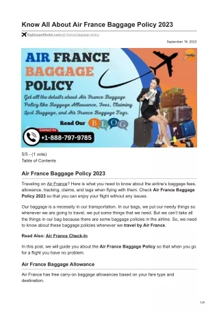 Know All About Air France Baggage Policy 2023