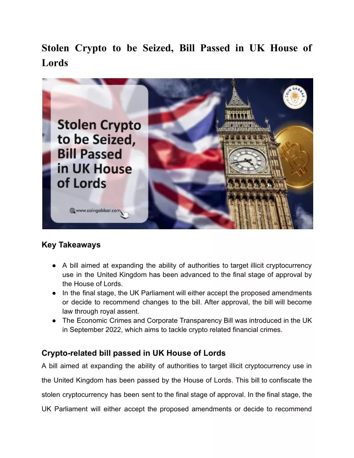 stolen crypto to be seized bill passed