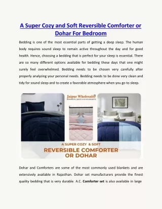 Stay cozy in Style with a Super Soft Reversible Dohar or Comforter