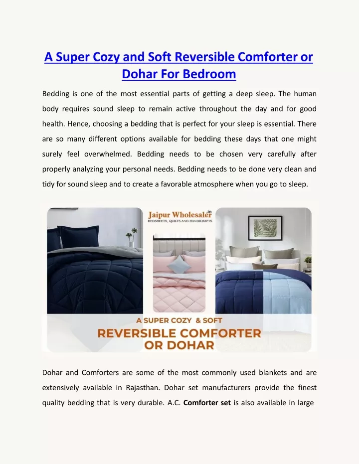 a super cozy and soft reversible comforter or dohar for bedroom