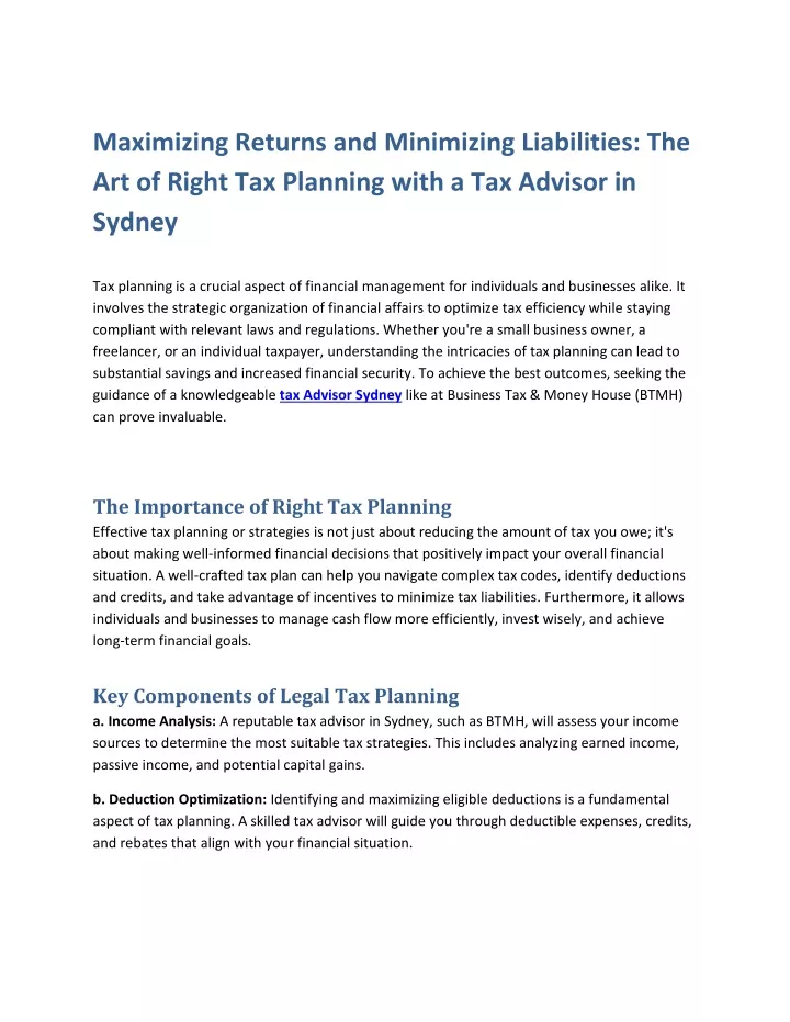 maximizing returns and minimizing liabilities