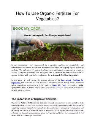 1 How To Use Organic Fertilizer For Vegetables_