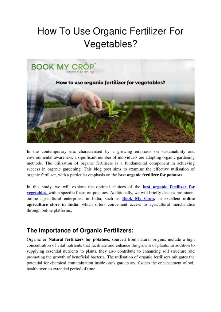 how to use organic fertilizer for vegetables