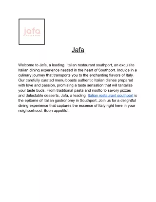 Jafa a healthy restaurants