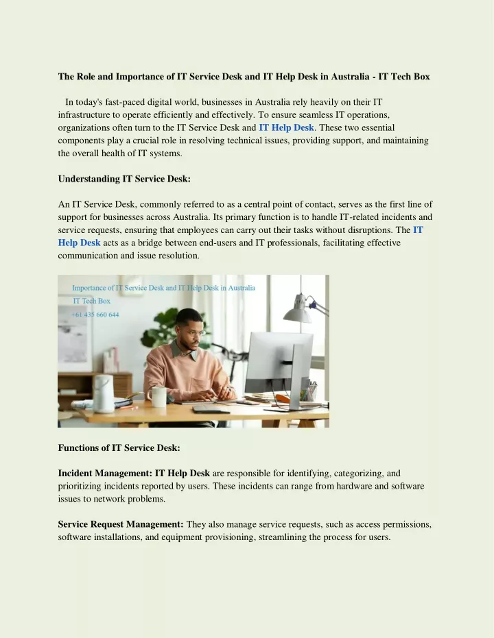 the role and importance of it service desk