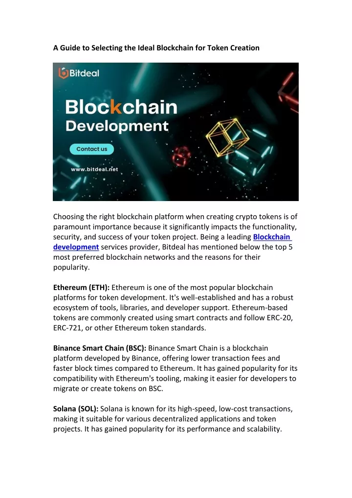 a guide to selecting the ideal blockchain