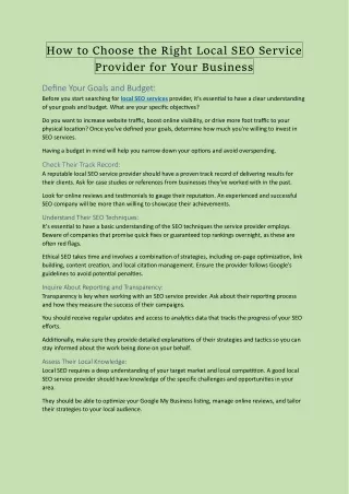 how to choose the right local seo service
