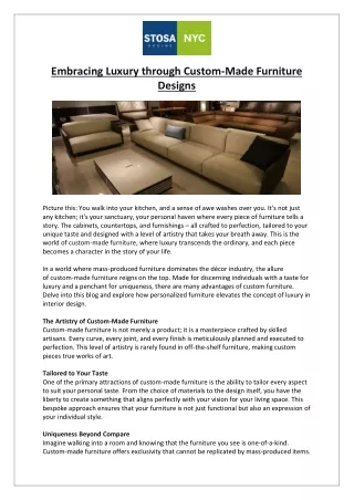 Stosa Cucine - Embracing Luxury through Custom-Made Furniture Designs