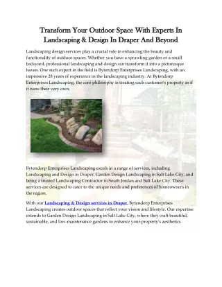 Bytendorp Enterprises Landscaping Content