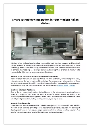 Stosa Cucine - Smart Technology Integration in Your Modern Italian Kitchen