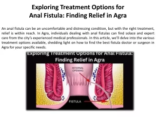Getting Anal Fistula Treatment in Agra
