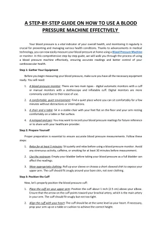 A Step-by-Step Guide on How to Use a Blood Pressure Machine Effectively
