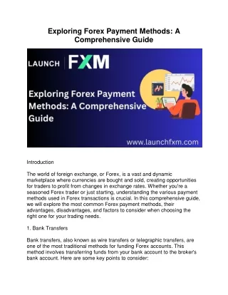 Exploring Forex Payment Methods - A Comprehensive Guide