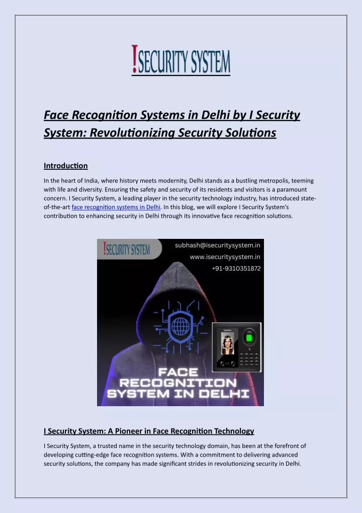 face recognition systems in delhi by i security