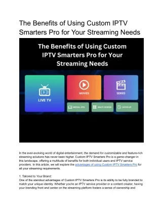 the benefits of using custom iptv smarters