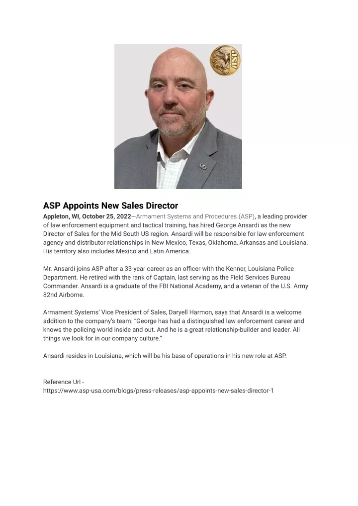 asp appoints new sales director appleton