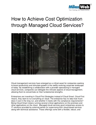 How to Achieve Cost Optimization through Managed Cloud Services?