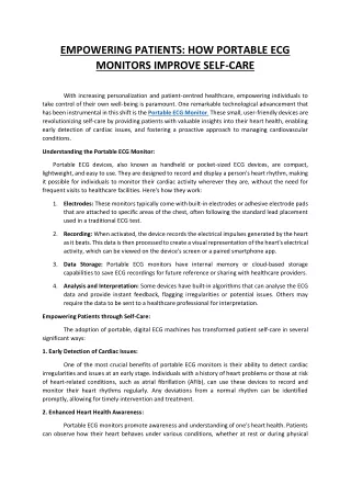Empowering Patients How Portable ECG Monitors Improve Self-Care