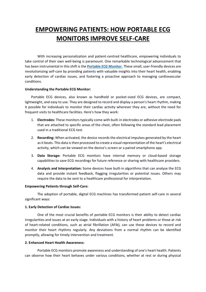 empowering patients how portable ecg monitors