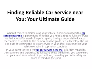 finding reliable car service near you your ultimate guide