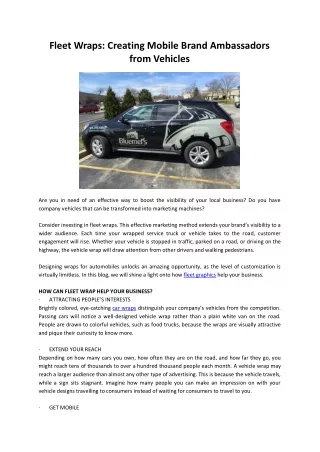 Fleet Wraps: Creating Mobile Brand Ambassadors from Vehicles