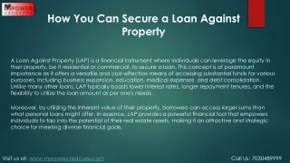 How You Can Secure a Loan Against Property