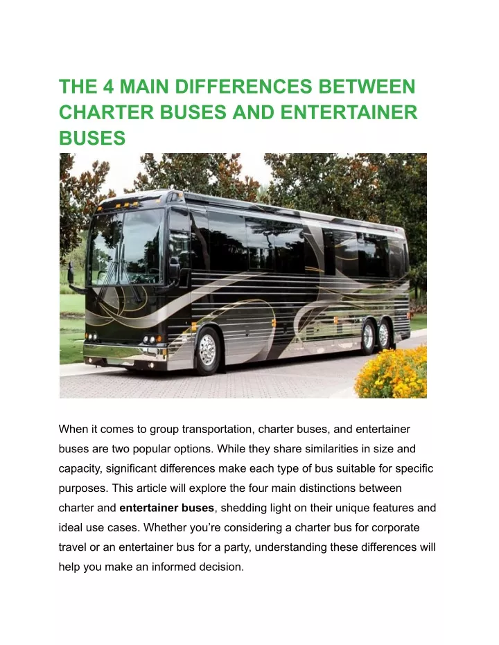the 4 main differences between charter buses