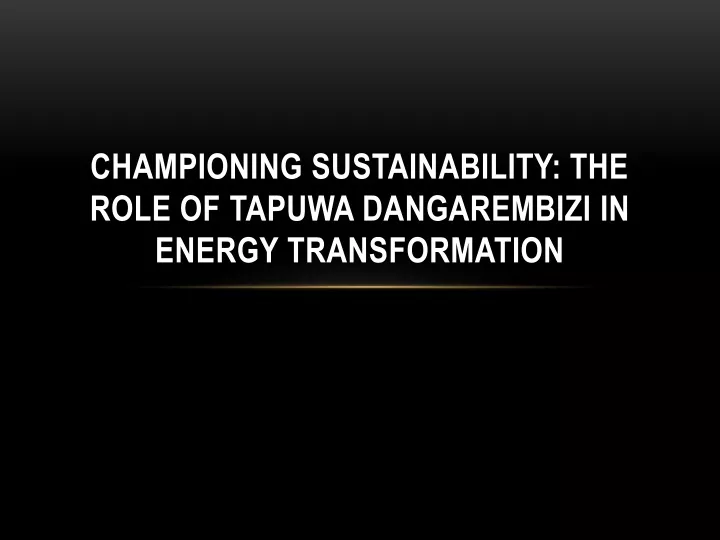 championing sustainability the role of tapuwa dangarembizi in energy transformation