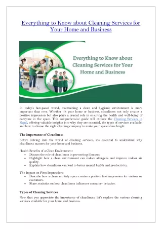 Everything to Know about Cleaning Services for Your Home and Business