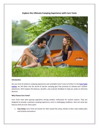 Explore the Ultimate Camping Experience with Core Tents A Comprehensive Review