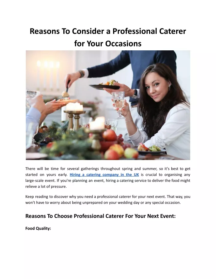 reasons to consider a professional caterer