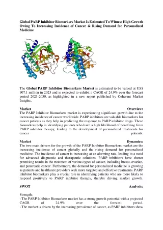 PARP Inhibitor Biomarkers Market