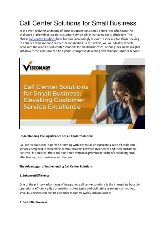 Call Center Solutions for Small Business